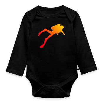 Free Dive Diving Diving Men Divers - Organic Longsleeve Baby Bodysuit - black - Front