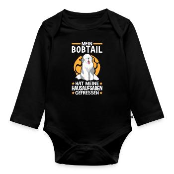 Bobtail hat meine Hausaufgaben gefressen - Baby Bio-Langarm-Body - Schwarz - Vorne
