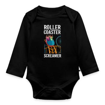 Roller Coaster Roller Coaster - Organic Longsleeve Baby Bodysuit - black - Front
