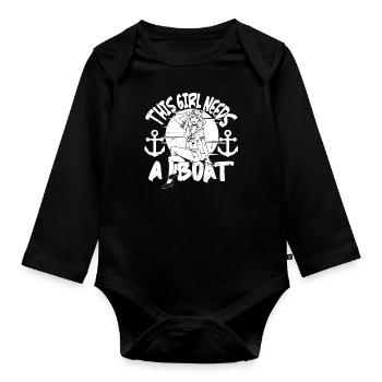 Seglen Segelboot Segler - Baby Bio-Langarm-Body - Schwarz - Vorne