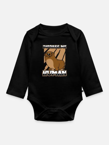 Otter - Ekologisk långärmad babybody - svart