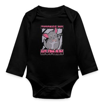 Chinchilla - Organic Longsleeve Baby Bodysuit - black - Front