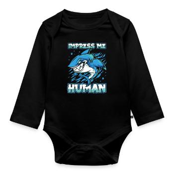 Shark - Organic Longsleeve Baby Bodysuit - black - Front