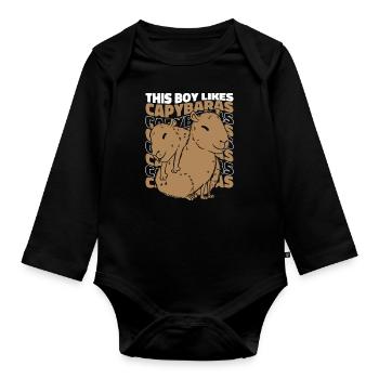 Capybara Rongeur Animal - Body Bébé bio manches longues - noir - Devant