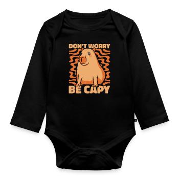 Capybara Rongeur Animal - Body Bébé bio manches longues - noir - Devant
