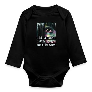 Anime Japan Demons - Organic Longsleeve Baby Bodysuit - black - Front