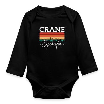 Grutier Ouvrier de la construction Travail Grutier Cadeau - Body Bébé bio manches longues - noir - Devant