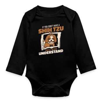 Shih Tzu Chien Shitzu Chiens - Body Bébé bio manches longues - noir - Devant