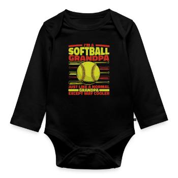Softball Sport Joueur de Softball - Body Bébé bio manches longues - noir - Devant