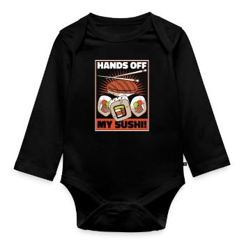Sushi Japanisches Essen Maki Sushi Kawaii - Baby Bio-Langarm-Body - Schwarz - Vorne