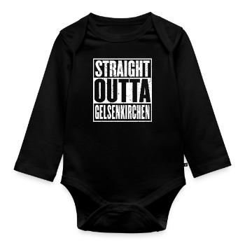 Straight Outta Gelsenkirchen Jahrgang - Baby Bio-Langarm-Body - Schwarz - Vorne