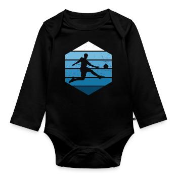 Men's Football Footballers Playing Football - Organic Longsleeve Baby Bodysuit - black - Front