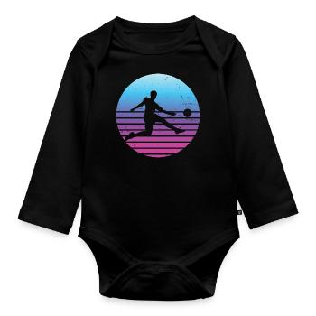 Men's Football Playing Women's Football Spit - Organic Longsleeve Baby Bodysuit - black - Front