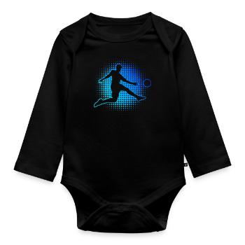Fussballspielen Fussballspieler Herren Fussballer - Baby Bio-Langarm-Body - Schwarz - Vorne