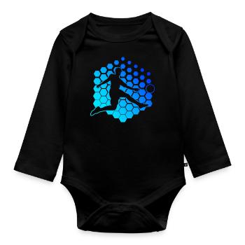 Football players Footballers Playing football - Organic Longsleeve Baby Bodysuit - black - Front