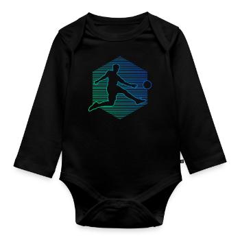 Fussballspielen Fussballspieler Fussballer - Baby Bio-Langarm-Body - Schwarz - Vorne