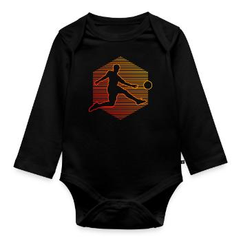 Fussballspielen Herren Fussball Damen Fussballer - Baby Bio-Langarm-Body - Schwarz - Vorne