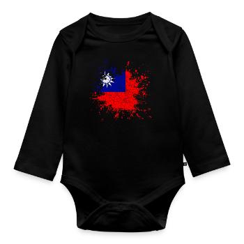 Taiwan Splash Vintage - Baby Bio-Langarm-Body - Schwarz - Vorne