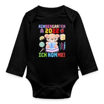 2022 Kindergarten Ich Komme Kindergartenkind Bär - Body Bébé bio manches longues - noir - Devant