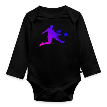Fussballspieler Fussballspielen Herren Fussball - Baby Bio-Langarm-Body - Schwarz - Vorne