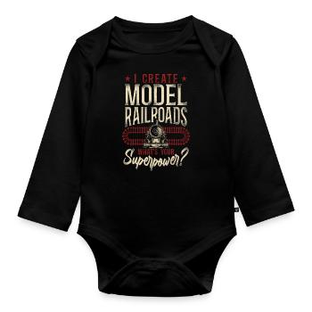 Steam Train Driver Trainspotting - Baby Bio-Langarm-Body - Schwarz - Vorne