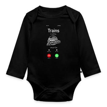 Steam Train Driver Trainspotting - Baby Bio-Langarm-Body - Schwarz - Vorne