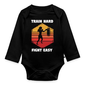 Boxe Boxer Gants de boxe Boxing Club de boxe Club de boxe - Body Bébé bio manches longues - noir - Devant