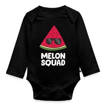 Pastèque - Melon Squad avec des lunettes de soleil - Body Bébé bio manches longues - noir - Devant