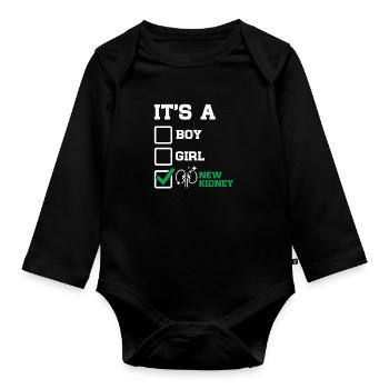 New Kidney Organ Surgery Transplant Recipient - Organic Longsleeve Baby Bodysuit - black - Front