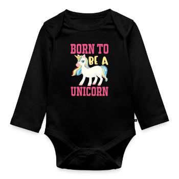 Einhorn Born To Be A Unicorn - Baby Bio-Langarm-Body - Schwarz - Vorne