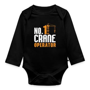 Kranführer Bauarbeiter Bau Beruf Arbeit Geschenk - Baby Bio-Langarm-Body - Schwarz - Vorne