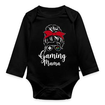 Gaming Mom - Organic Longsleeve Baby Bodysuit - black - Front