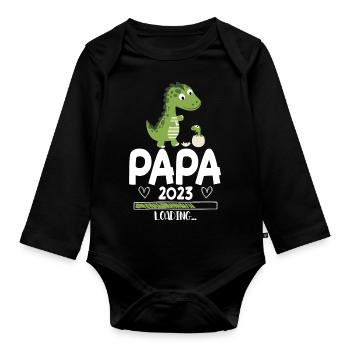 Papa 2023 Loading - Organic Longsleeve Baby Bodysuit - black - Front