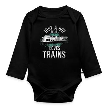 Freight Diesel Train Driver - Organic Longsleeve Baby Bodysuit - black - Front