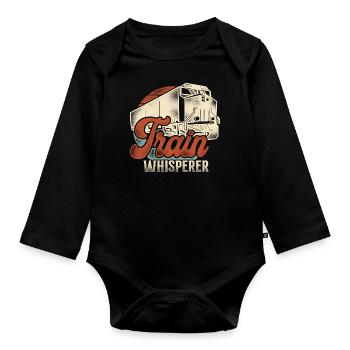 Freight Diesel Train Driver - Organic Longsleeve Baby Bodysuit - black - Front