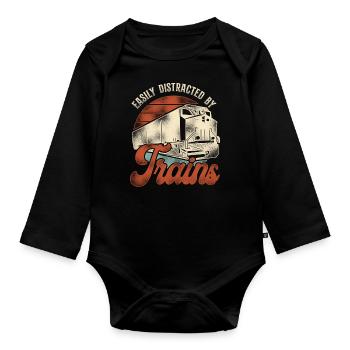 Freight Diesel Train Driver - Organic Longsleeve Baby Bodysuit - black - Front