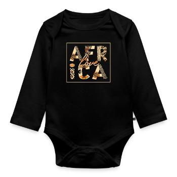 Love Africa - Afrique - Motif & style africain - Body Bébé bio manches longues - noir - Devant