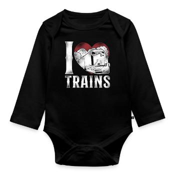 Freight Diesel Train Driver - Organic Longsleeve Baby Bodysuit - black - Front