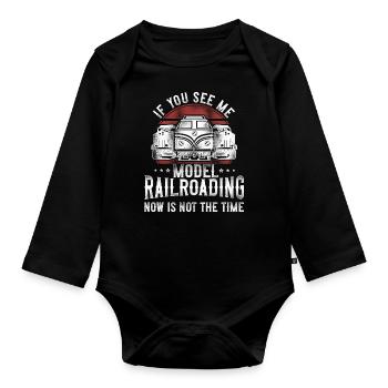 Freight Diesel Train Driver - Organic Longsleeve Baby Bodysuit - black - Front