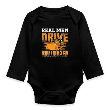 Excavatrice Travailleur de la construction Bulldozer Bulldozer Bulldozer Cadeau - Body Bébé bio manches longues - noir - Devant