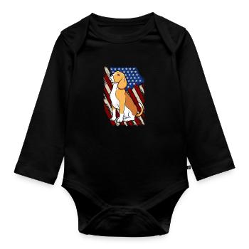 Beagle USA Dog America Dog Dog Race Cadeau - Body Bébé bio manches longues - noir - Devant