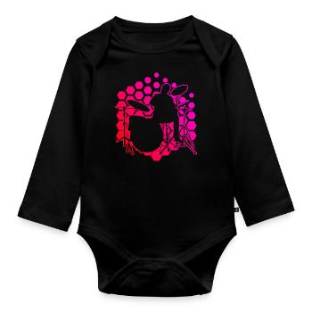 Drummer Women's Drum Kit Men's Drums - Organic Longsleeve Baby Bodysuit - black - Front