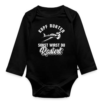Modellfliegen Modellflug Spruch - Baby Bio-Langarm-Body - Schwarz - Vorne