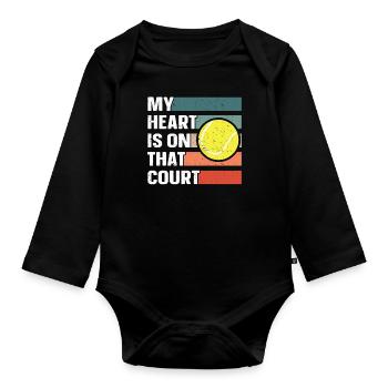 Tennis Papa Maman Mère Père Joueur de tennis - Body Bébé bio manches longues - noir - Devant