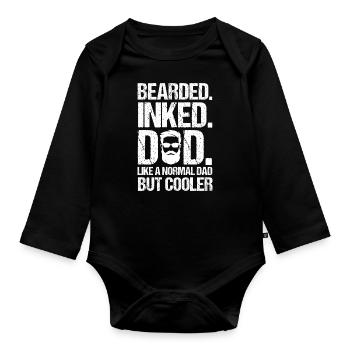 Father Tattoo Beard Papa Cool Tattooed Art - Organic Longsleeve Baby Bodysuit - black - Front