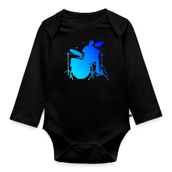 Batteur Homme Batteur Batterie Kit Batterie - Body Bébé bio manches longues - noir - Devant