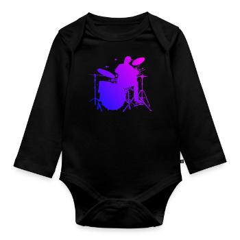 Batteur Homme Batteur Femme Batterie Kit - Body Bébé bio manches longues - noir - Devant