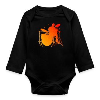 Batteur Batteur Drum Kit Femmes Hommes - Body Bébé bio manches longues - noir - Devant
