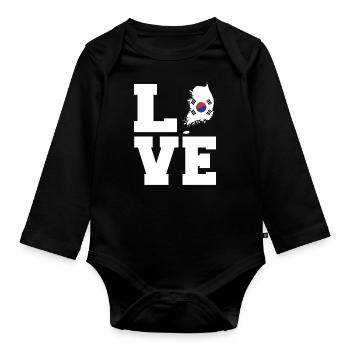 Cadeau Love Corée du Sud - Body Bébé bio manches longues - noir - Devant
