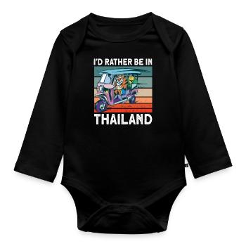 Dreirad Thailand Geschenk - Baby Bio-Langarm-Body - Schwarz - Vorne